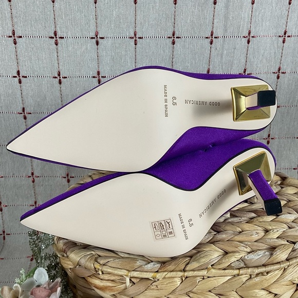 Good American Royal Purple Ankle Boots Pointed Toe Stiletto Neoprene Bootie 6.5 - Picture 5 of 8